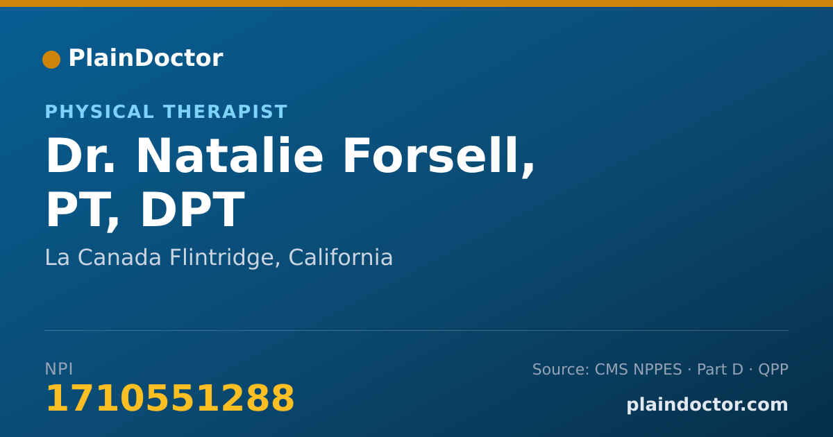 Shareable card for Natalie Forsell, PT, DPT - Physical Therapist, La Canada Flintridge, CA