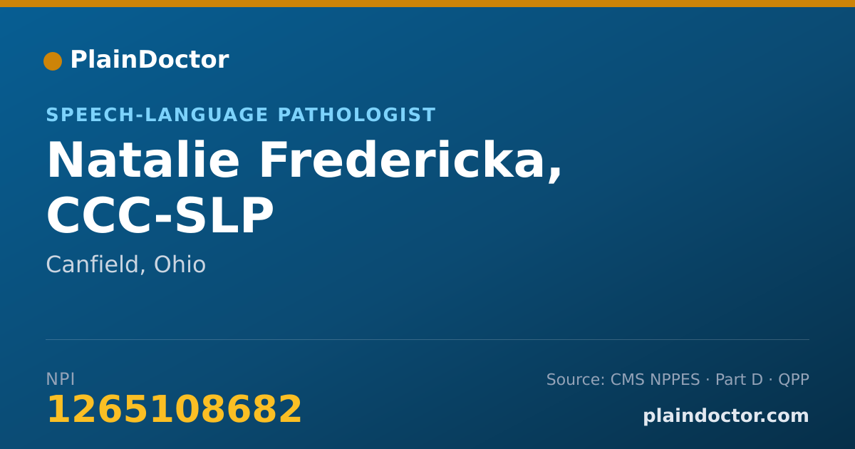 Shareable card for Natalie Fredericka, CCC-SLP - Speech-Language Pathologist, Canfield, OH