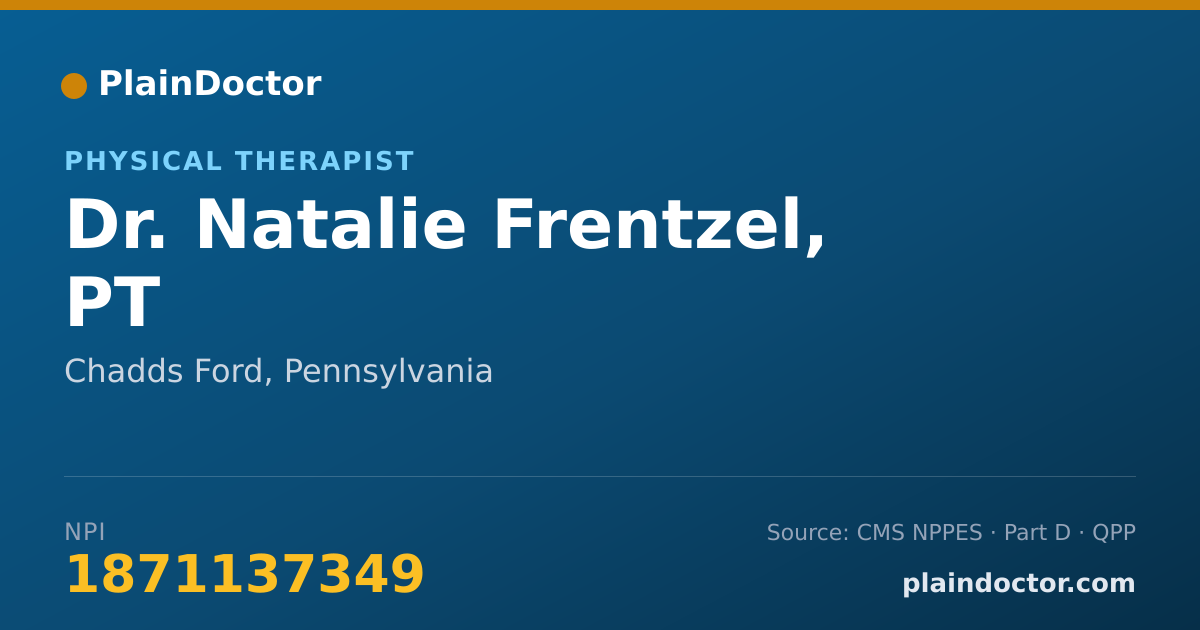 Shareable card for Natalie Frentzel, PT - Physical Therapist, Chadds Ford, PA
