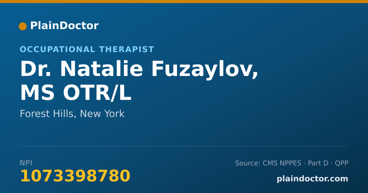 Shareable card for Natalie Fuzaylov, MS OTR/L - Occupational Therapist, Forest Hills, NY