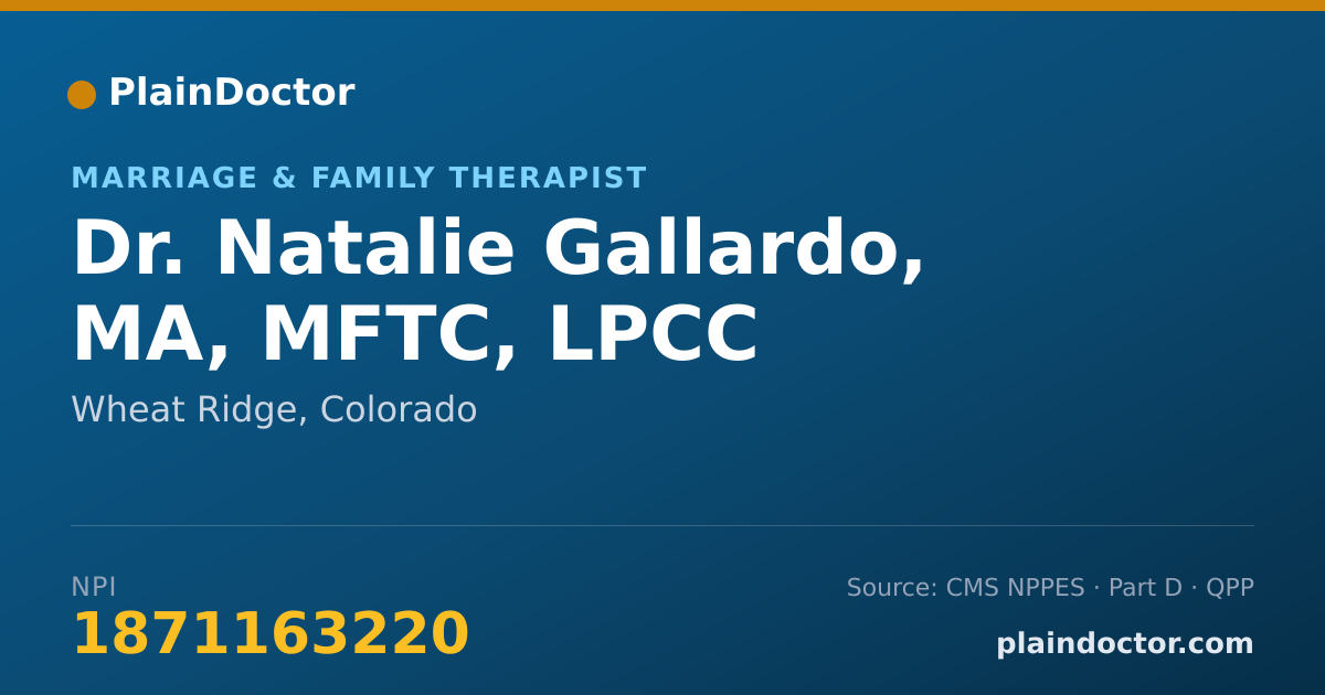 Shareable card for Natalie Gallardo, MA, MFTC, LPCC - Marriage & Family Therapist, Wheat Ridge, CO