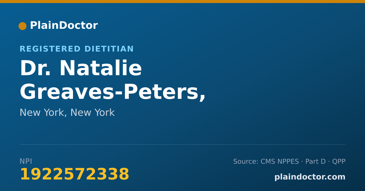 Shareable card for Natalie Greaves-Peters, REGISTERED DIETITIAN - Registered Dietitian, New York, NY