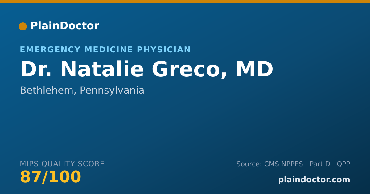 Shareable card for Natalie Greco, MD - Emergency Medicine Physician, Bethlehem, PA