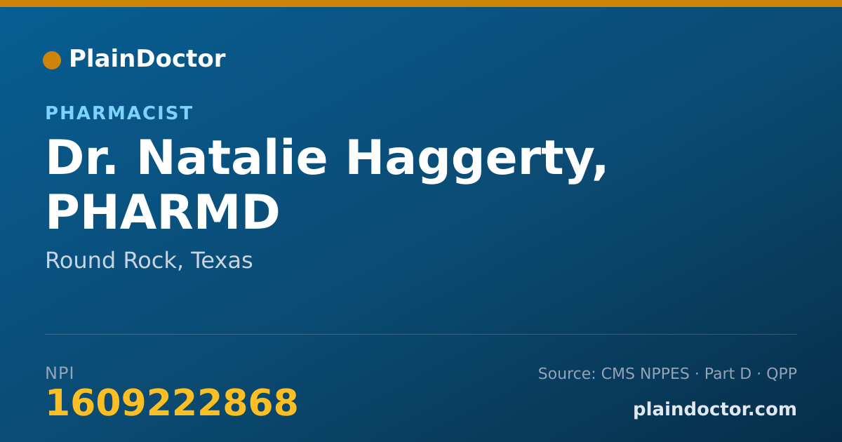 Shareable card for Natalie Haggerty, PHARMD - Pharmacist, Round Rock, TX