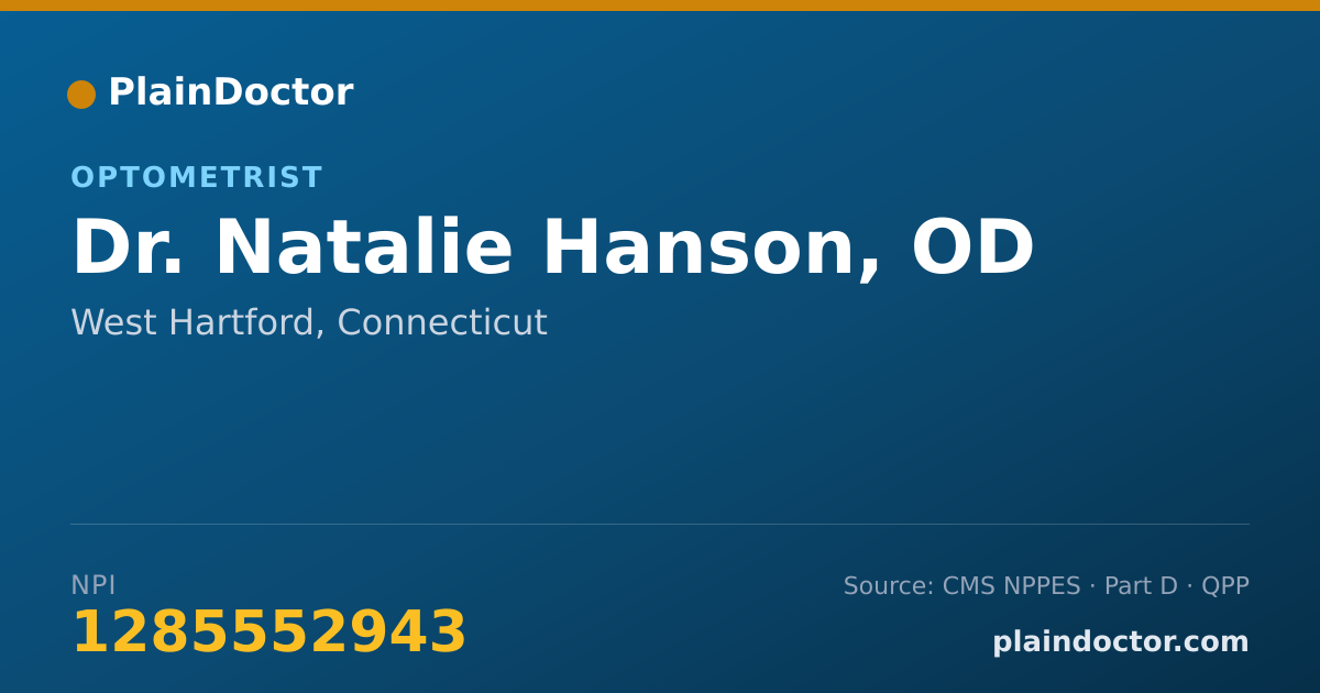 Shareable card for Natalie Hanson, OD - Optometrist, West Hartford, CT