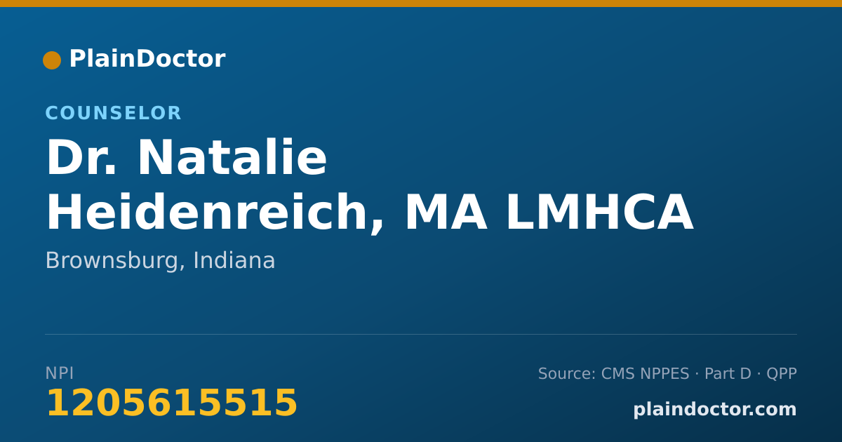 Shareable card for Natalie Heidenreich, MA LMHCA - Counselor, Brownsburg, IN