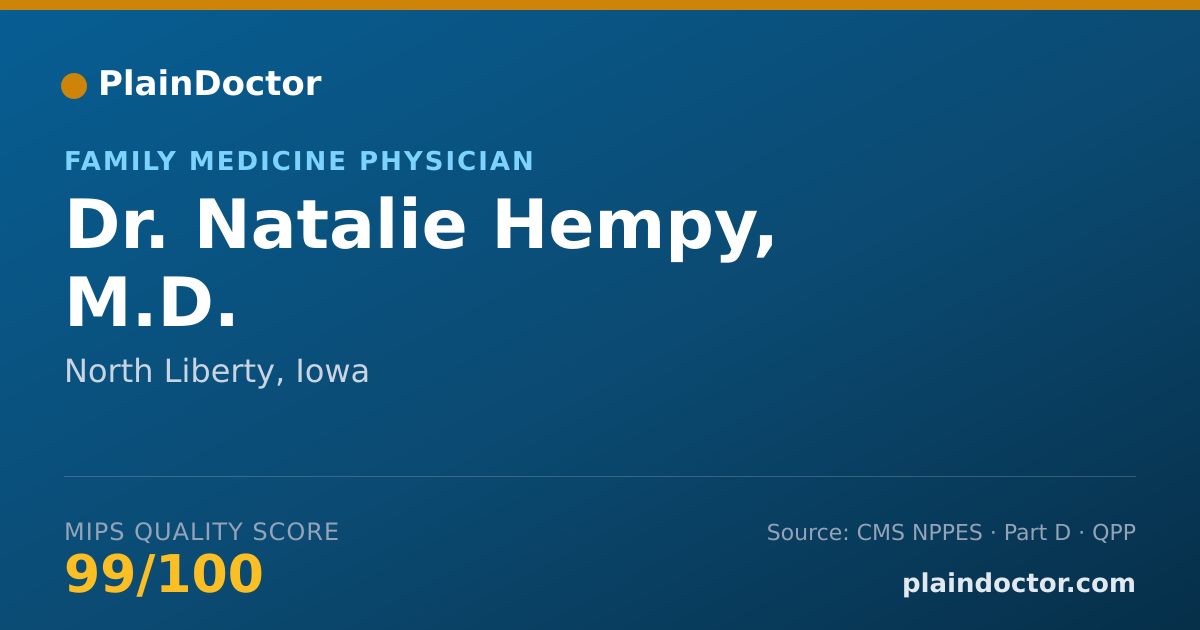 Shareable card for Natalie Hempy, M.D. - Family Medicine Physician, North Liberty, IA