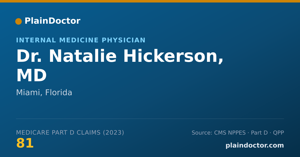 Shareable card for Natalie Hickerson, MD - Internal Medicine Physician, Miami, FL