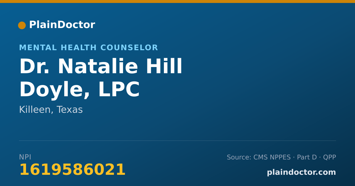 Shareable card for Natalie Hill Doyle, LPC - Mental Health Counselor, Killeen, TX