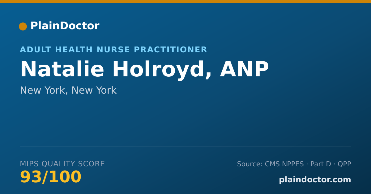 Shareable card for Natalie Holroyd, ANP - Adult Health Nurse Practitioner, New York, NY