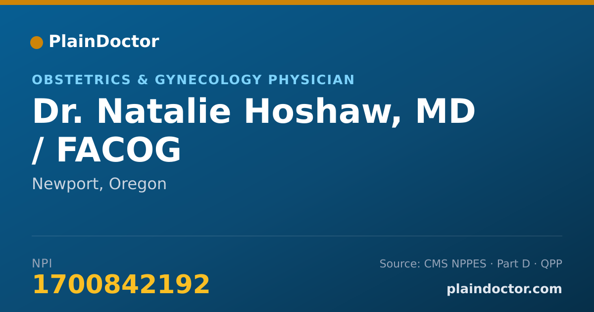 Shareable card for Natalie Hoshaw, MD / FACOG - Obstetrics & Gynecology Physician, Newport, OR