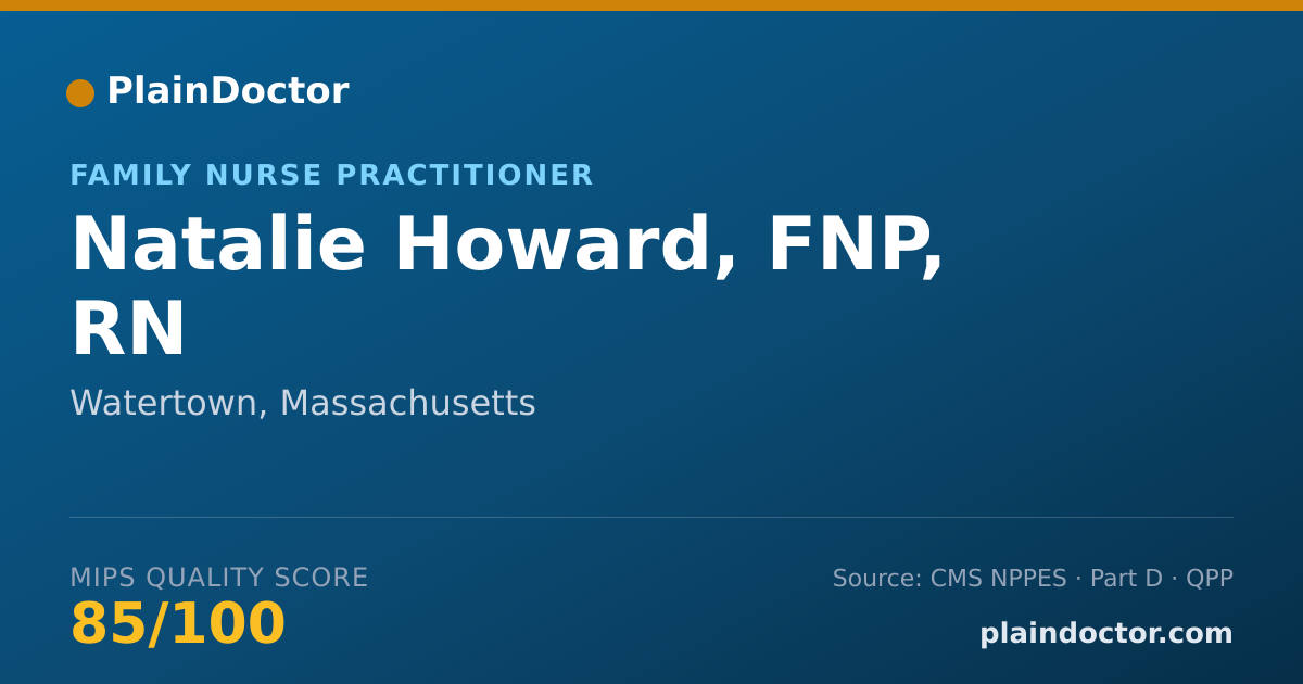 Shareable card for Natalie Howard, FNP, RN - Family Nurse Practitioner, Watertown, MA