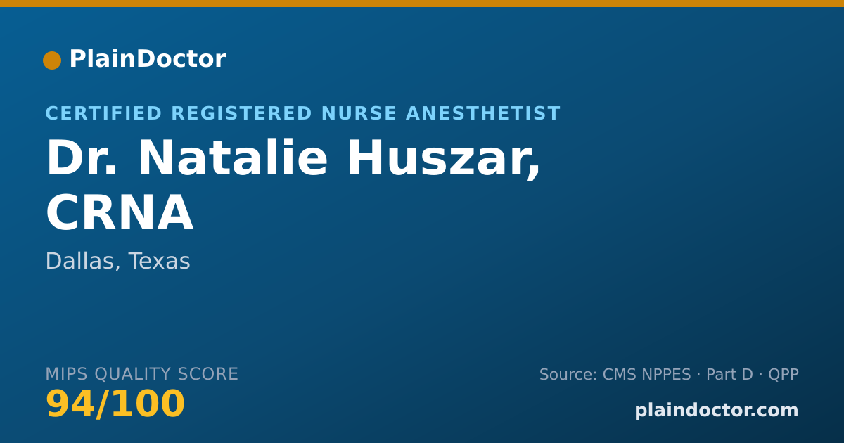 Shareable card for Natalie Huszar, CRNA - Certified Registered Nurse Anesthetist, Dallas, TX