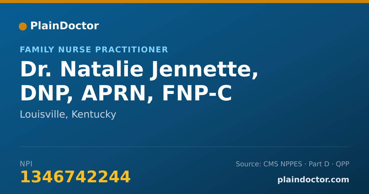 Shareable card for Natalie Jennette, DNP, APRN, FNP-C - Family Nurse Practitioner, Louisville, KY