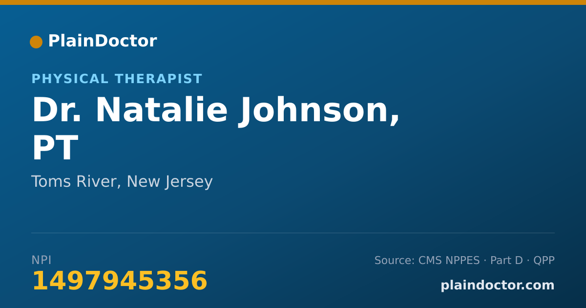 Shareable card for Natalie Johnson, PT - Physical Therapist, Toms River, NJ