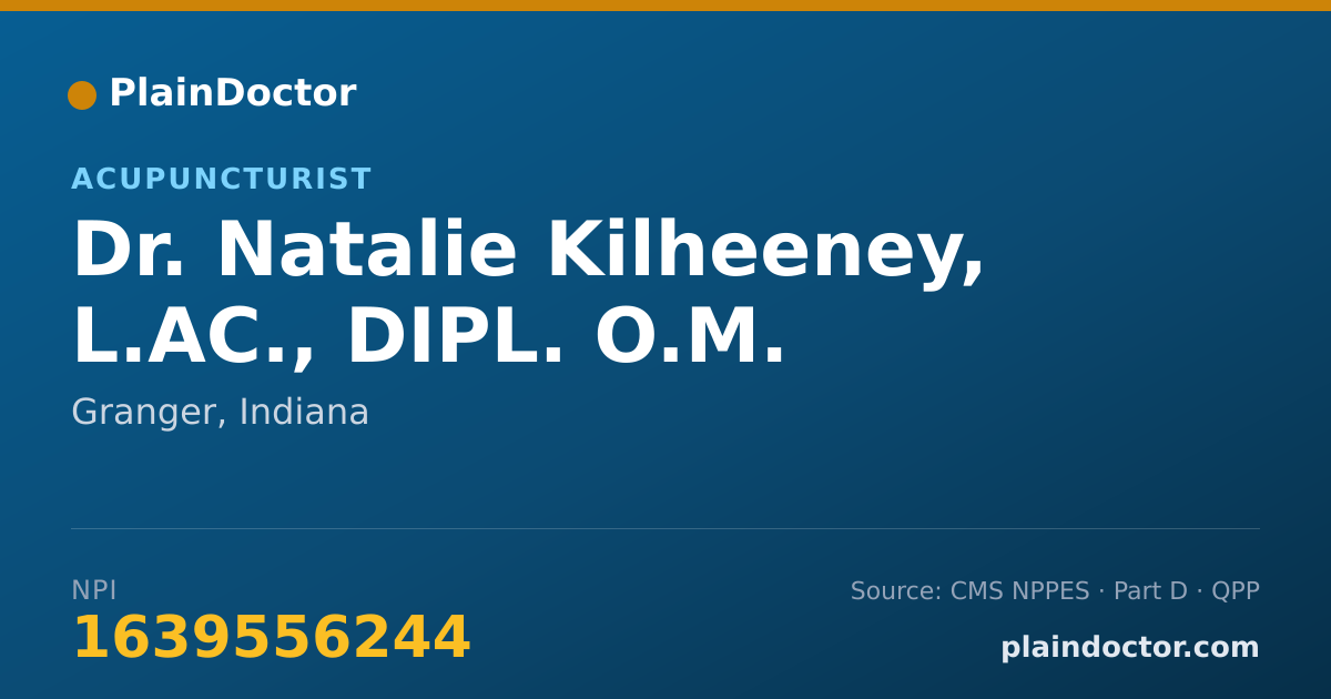 Shareable card for Natalie Kilheeney, L.AC., DIPL. O.M. - Acupuncturist, Granger, IN