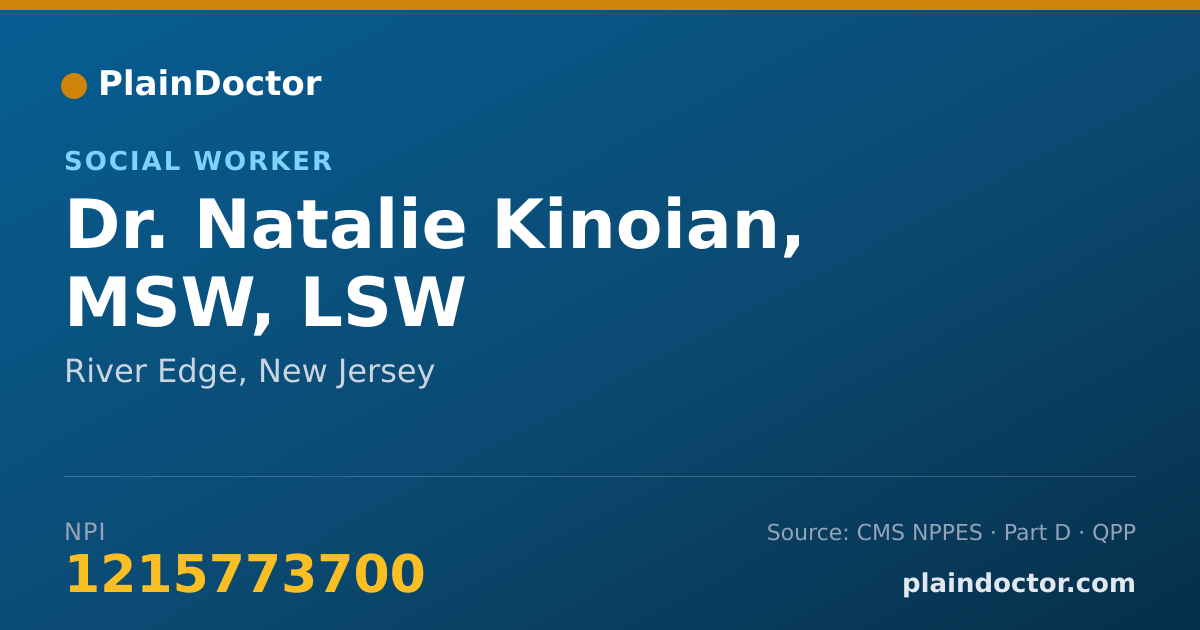 Shareable card for Natalie Kinoian, MSW, LSW - Social Worker, River Edge, NJ