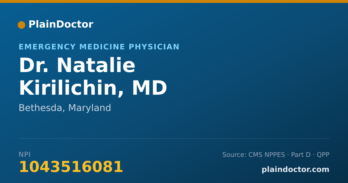 Shareable card for Natalie Kirilichin, MD - Emergency Medicine Physician, Bethesda, MD