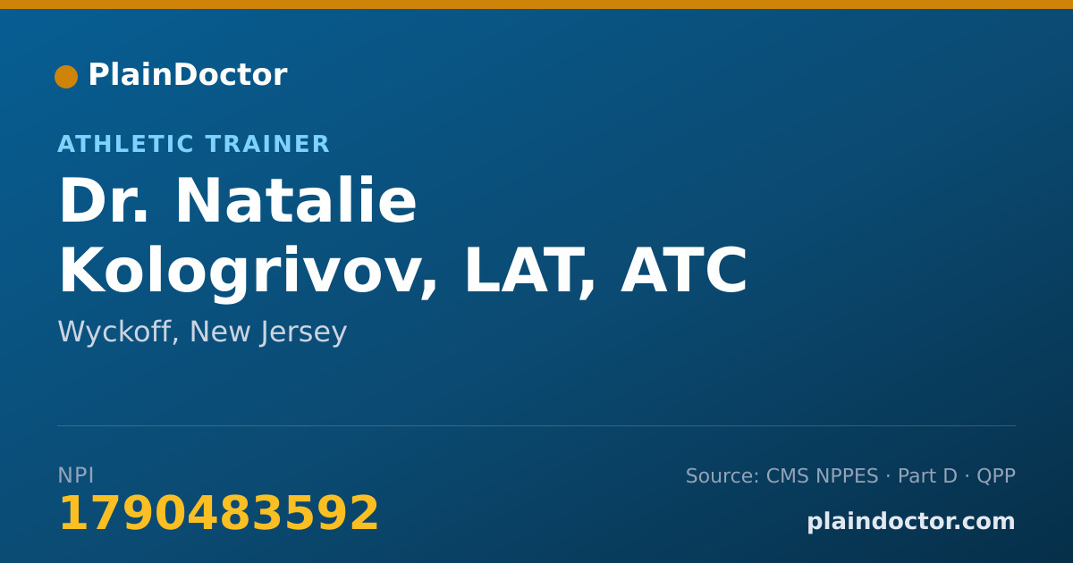 Shareable card for Natalie Kologrivov, LAT, ATC - Athletic Trainer, Wyckoff, NJ