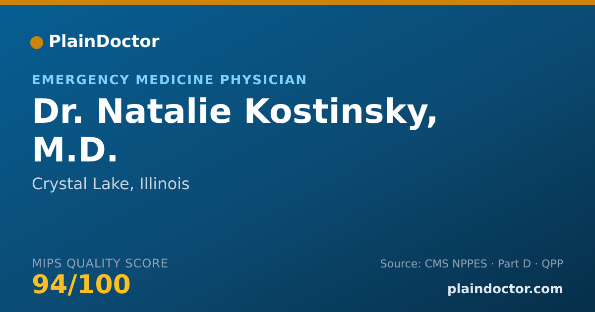 Shareable card for Natalie Kostinsky, M.D. - Emergency Medicine Physician, Crystal Lake, IL