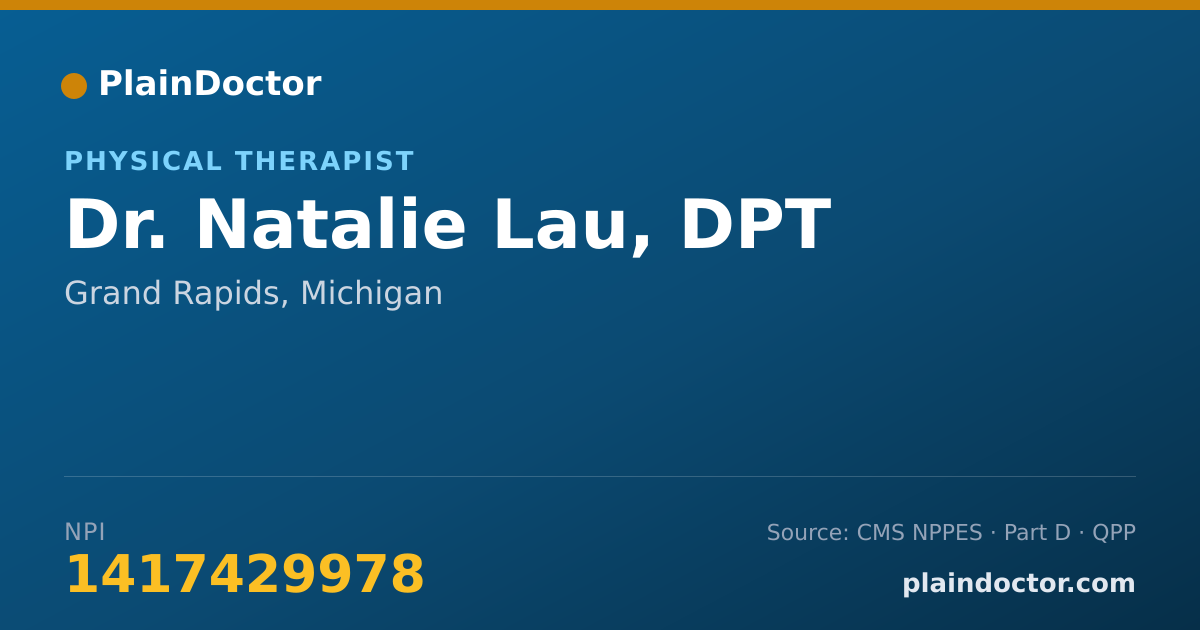 Shareable card for Natalie Lau, DPT - Physical Therapist, Grand Rapids, MI