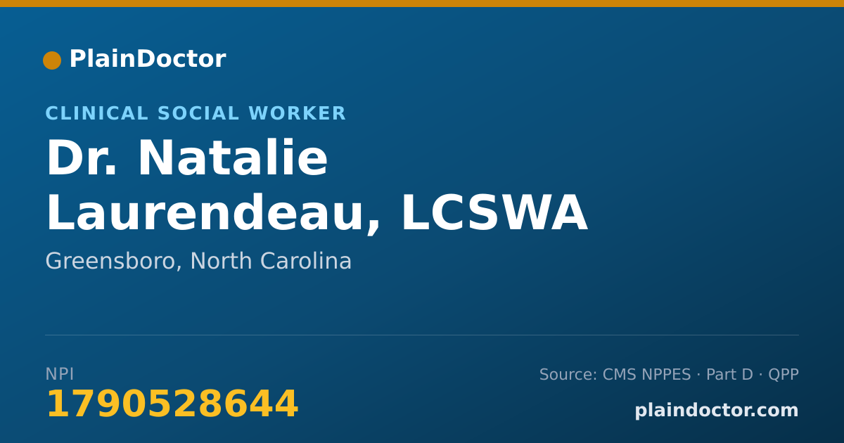 Shareable card for Natalie Laurendeau, LCSWA - Clinical Social Worker, Greensboro, NC