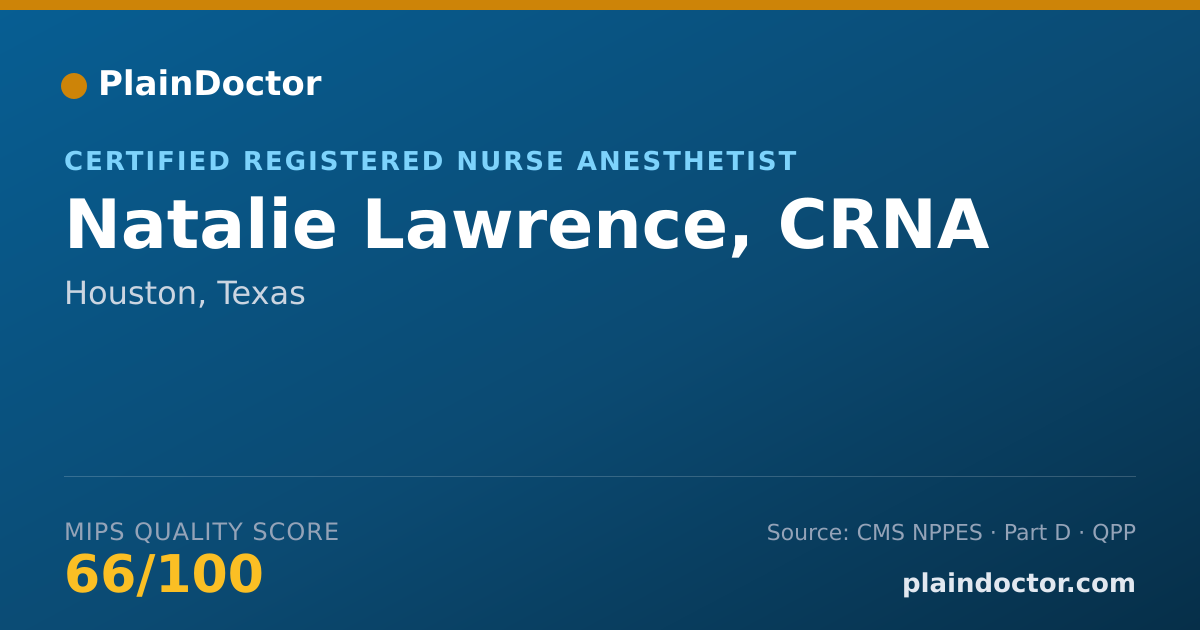 Shareable card for Natalie Lawrence, CRNA - Certified Registered Nurse Anesthetist, Houston, TX