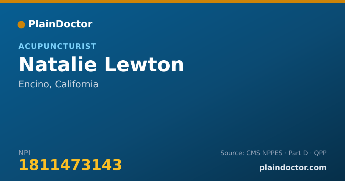 Shareable card for Natalie Lewton - Acupuncturist, Encino, CA