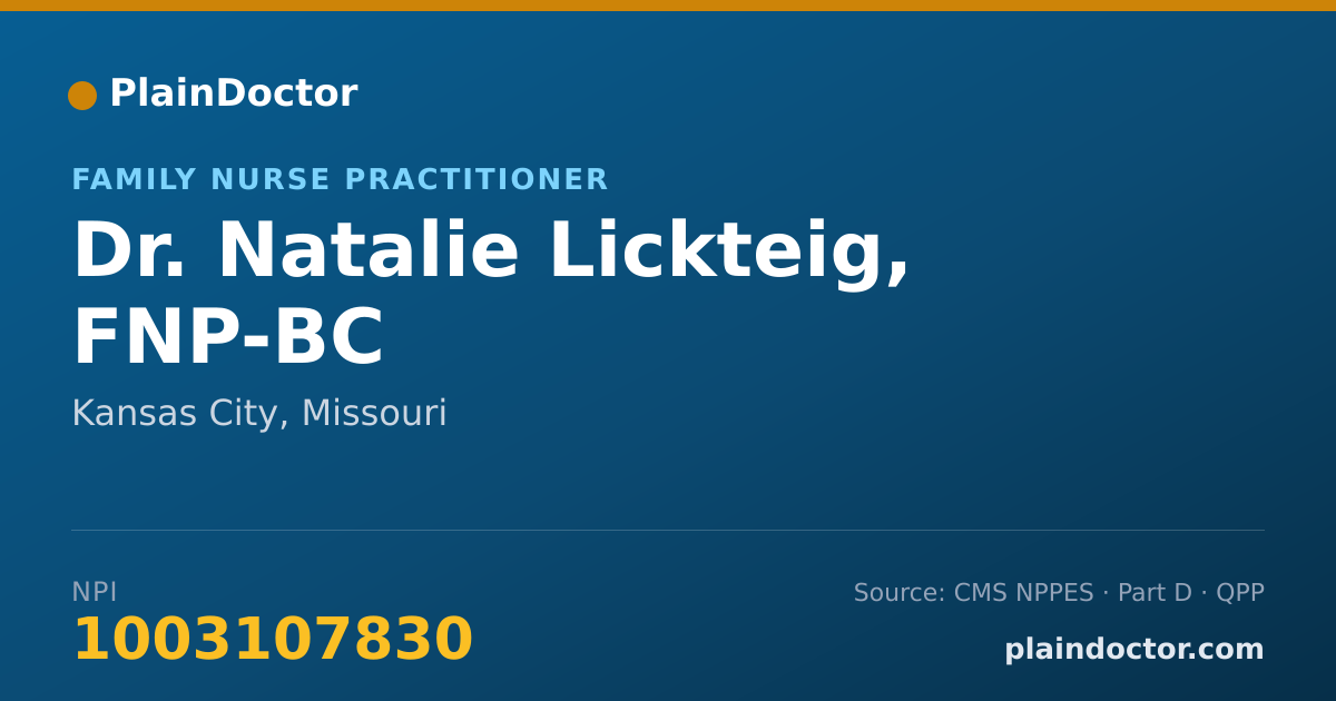 Shareable card for Natalie Lickteig, FNP-BC - Family Nurse Practitioner, Kansas City, MO