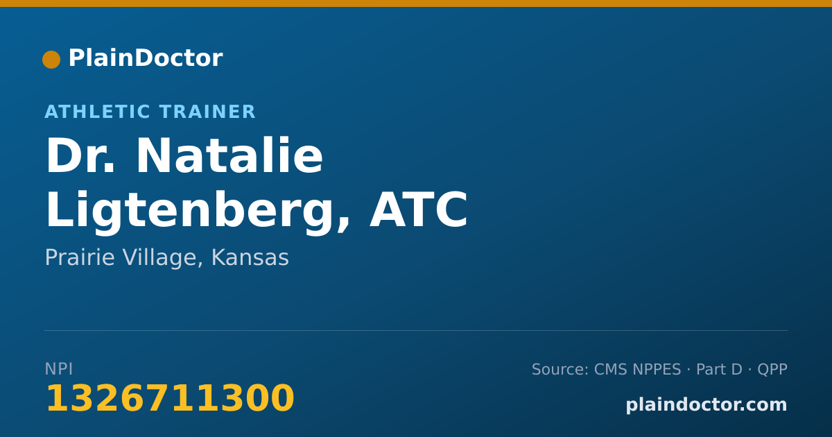 Shareable card for Natalie Ligtenberg, ATC - Athletic Trainer, Prairie Village, KS