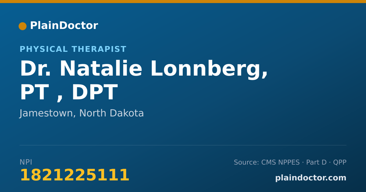 Shareable card for Natalie Lonnberg, PT , DPT - Physical Therapist, Jamestown, ND