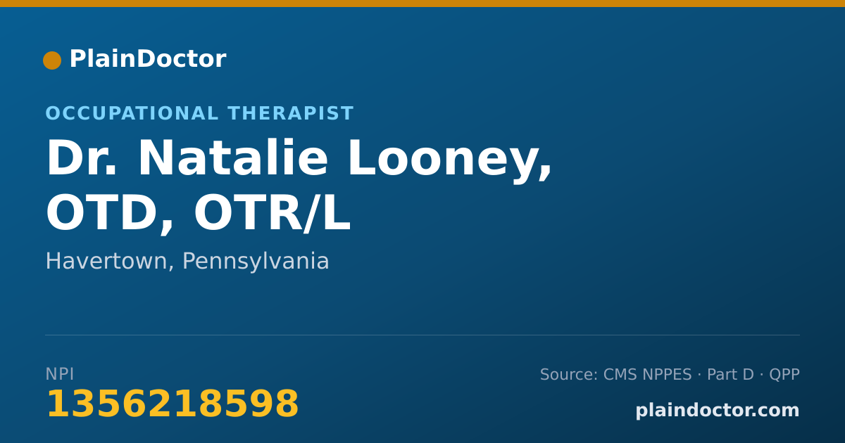 Shareable card for Natalie Looney, OTD, OTR/L - Occupational Therapist, Havertown, PA