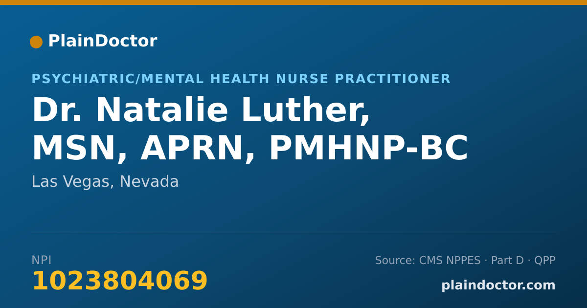 Shareable card for Natalie Luther, MSN, APRN, PMHNP-BC - Psychiatric/Mental Health Nurse Practitioner, Las Vegas, NV