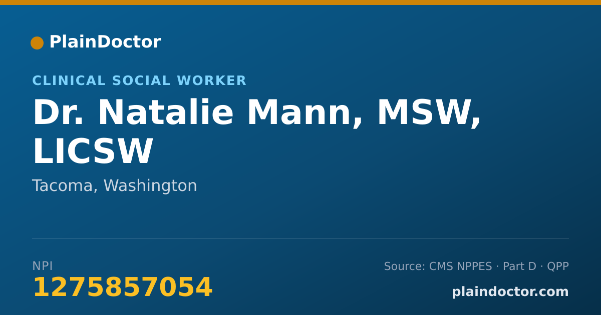 Shareable card for Natalie Mann, MSW, LICSW - Clinical Social Worker, Tacoma, WA