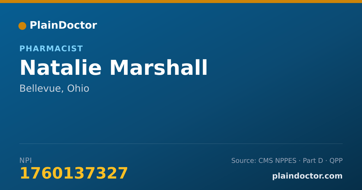 Shareable card for Natalie Marshall - Pharmacist, Bellevue, OH