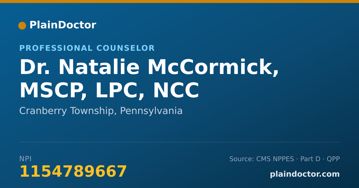 Shareable card for Natalie McCormick, MSCP, LPC, NCC - Professional Counselor, Cranberry Township, PA