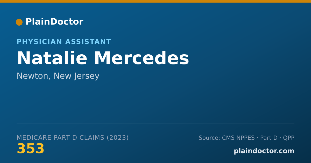 Shareable card for Natalie Mercedes - Physician Assistant, Newton, NJ