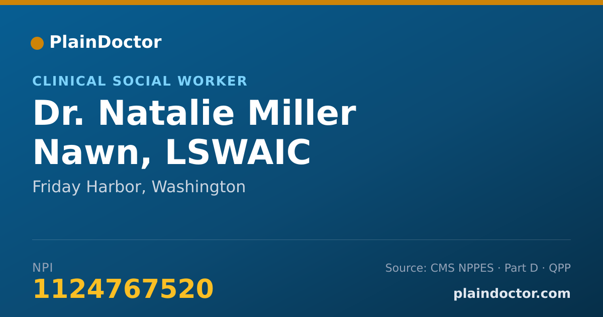 Shareable card for Natalie Miller Nawn, LSWAIC - Clinical Social Worker, Friday Harbor, WA