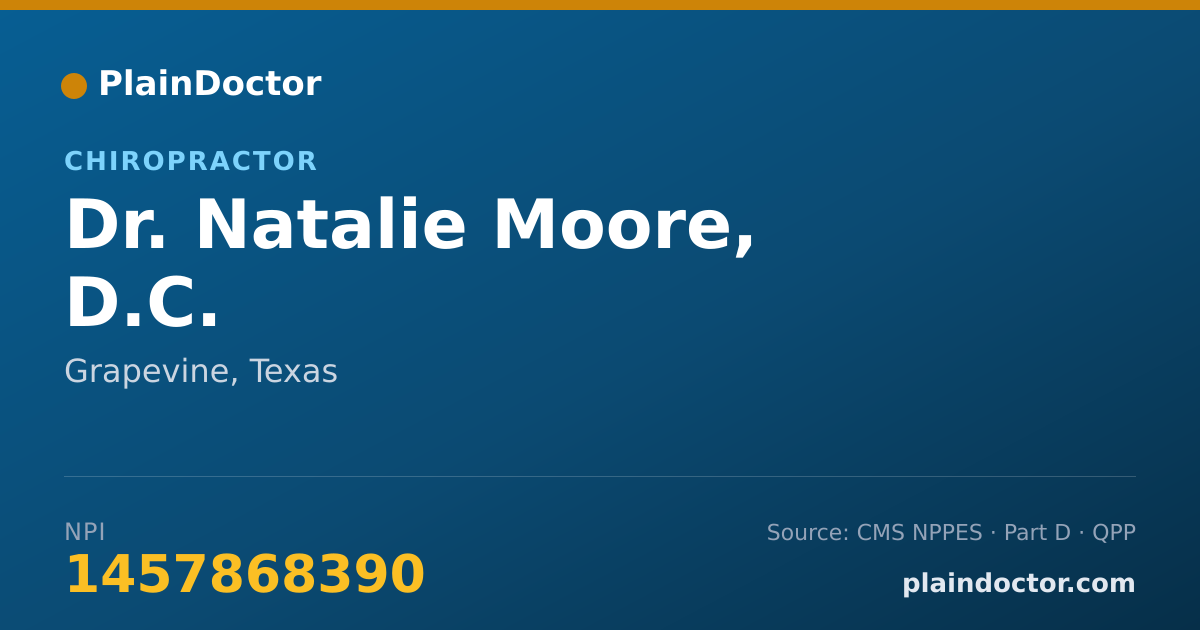Shareable card for Natalie Moore, D.C. - Chiropractor, Grapevine, TX