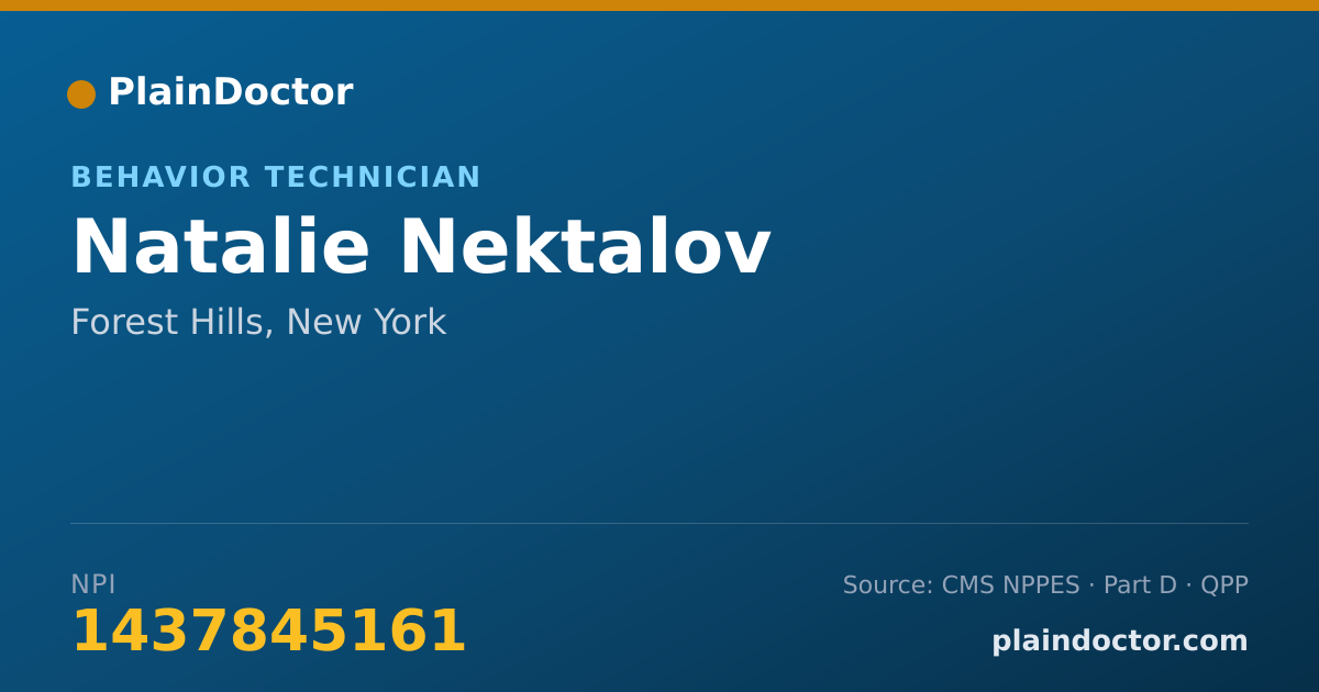 Shareable card for Natalie Nektalov - Behavior Technician, Forest Hills, NY