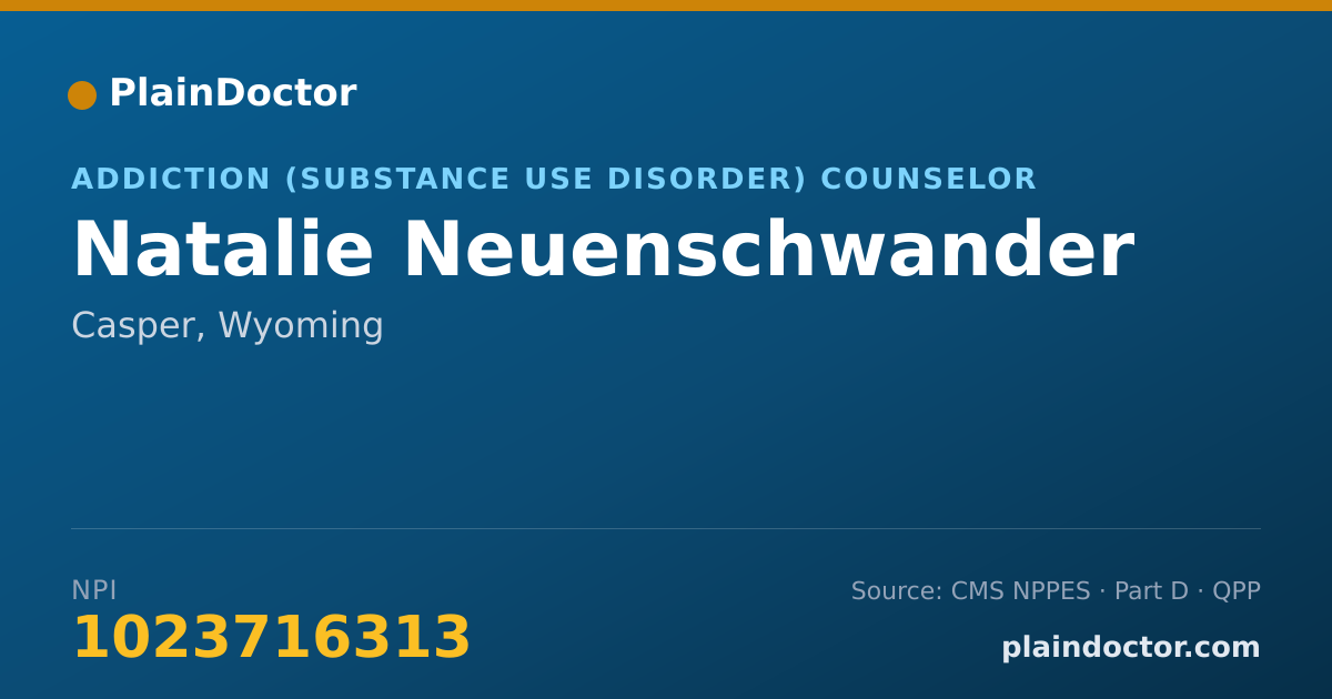 Shareable card for Natalie Neuenschwander - Addiction (Substance Use Disorder) Counselor, Casper, WY
