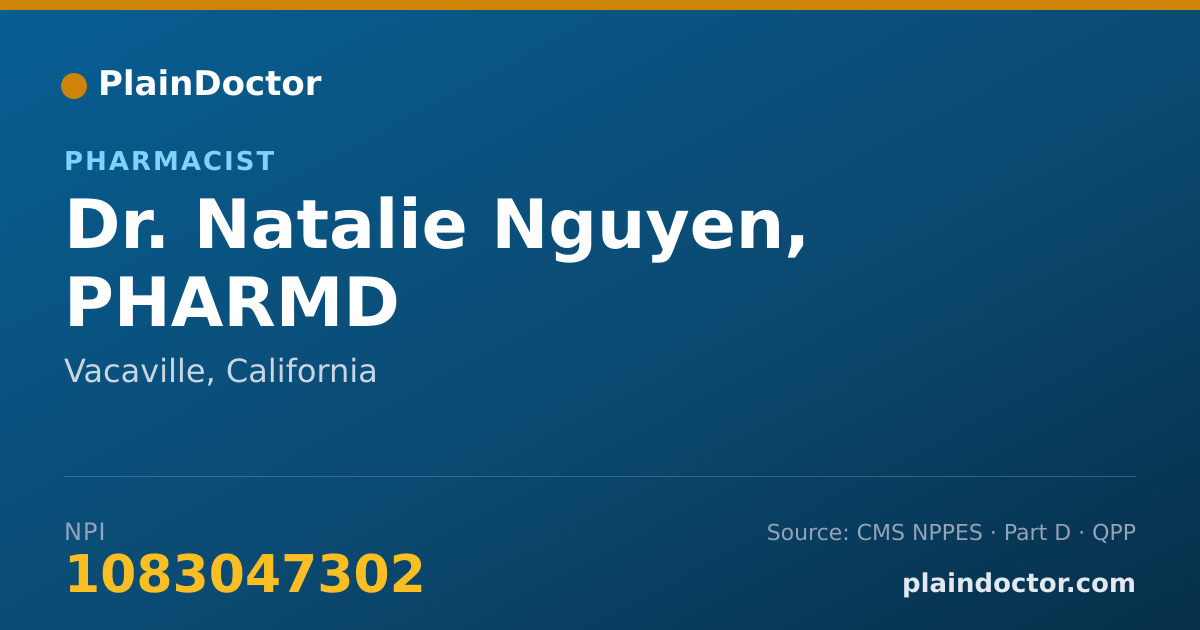Shareable card for Natalie Nguyen, PHARMD - Pharmacist, Vacaville, CA