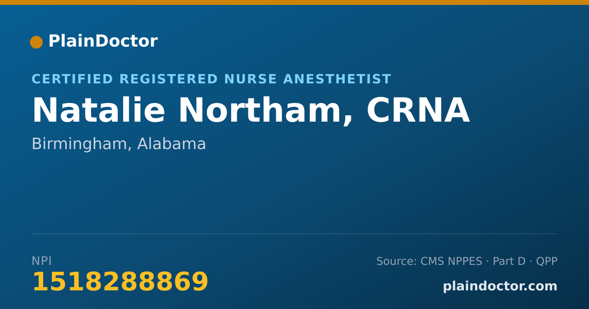 Shareable card for Natalie Northam, CRNA - Certified Registered Nurse Anesthetist, Birmingham, AL