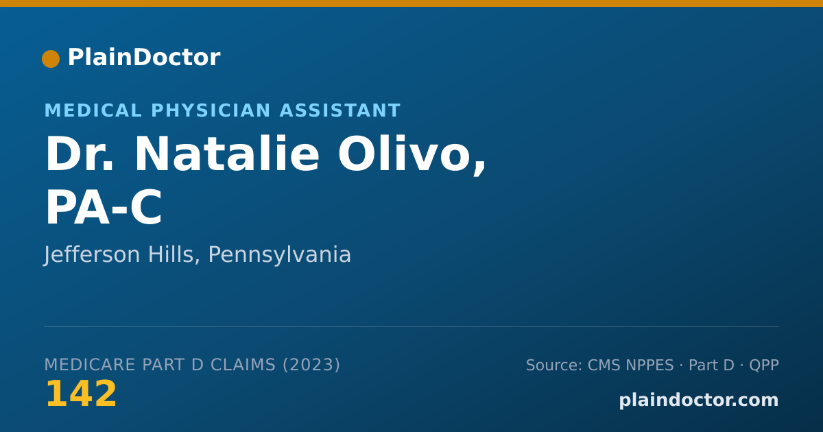 Shareable card for Natalie Olivo, PA-C - Medical Physician Assistant, Jefferson Hills, PA
