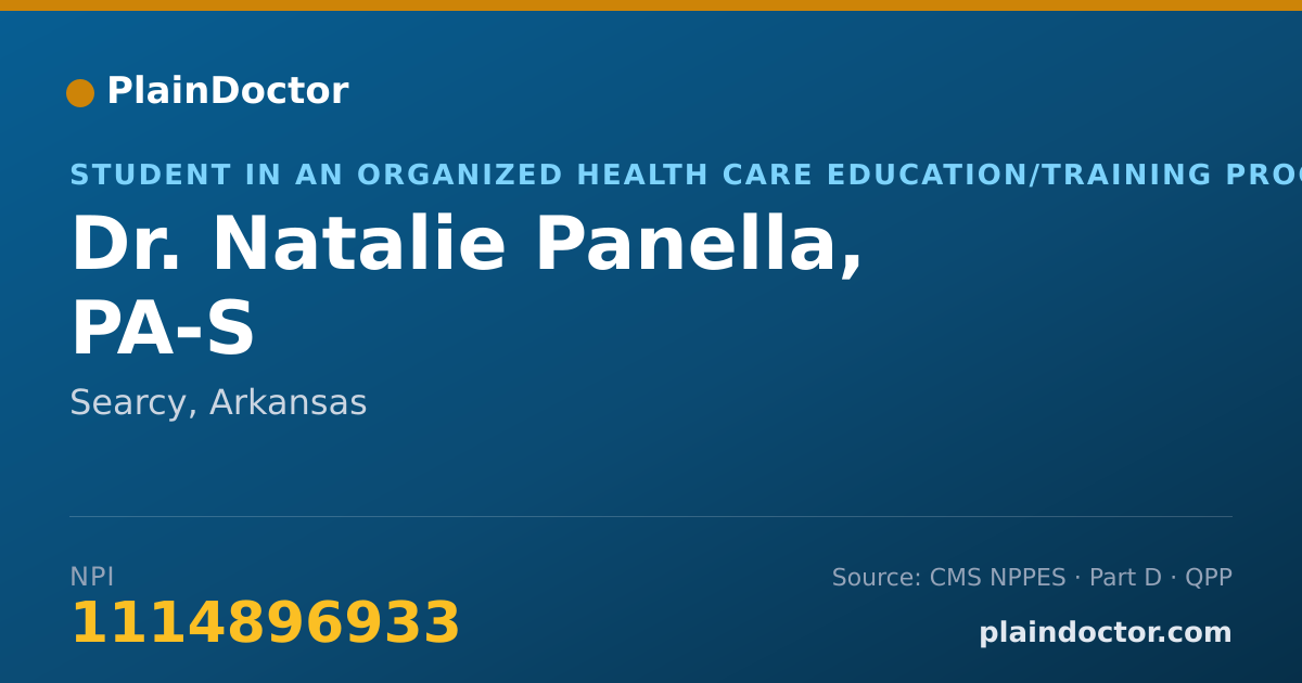 Shareable card for Natalie Panella, PA-S - Student in an Organized Health Care Education/Training Program, Searcy, AR