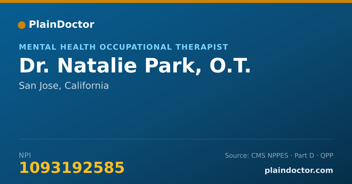 Shareable card for Natalie Park, O.T. - Mental Health Occupational Therapist, San Jose, CA