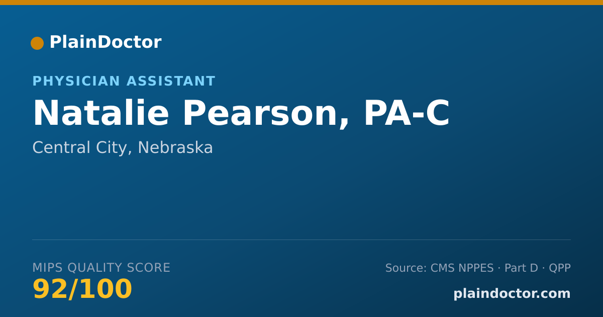 Shareable card for Natalie Pearson, PA-C - Family Medicine Physician, Central City, NE