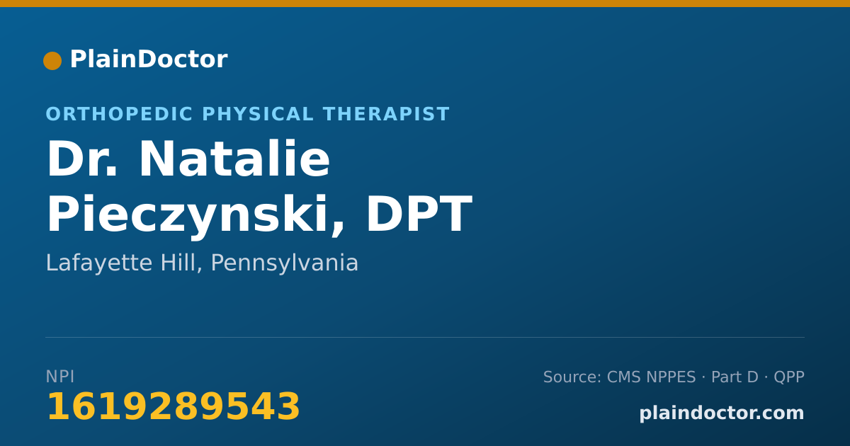 Shareable card for Natalie Pieczynski, DPT - Orthopedic Physical Therapist, Lafayette Hill, PA