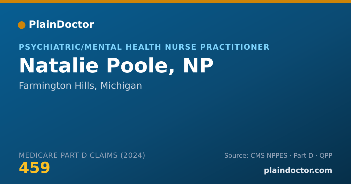 Shareable card for Natalie Poole, NP - Psychiatric/Mental Health Nurse Practitioner, Farmington Hills, MI
