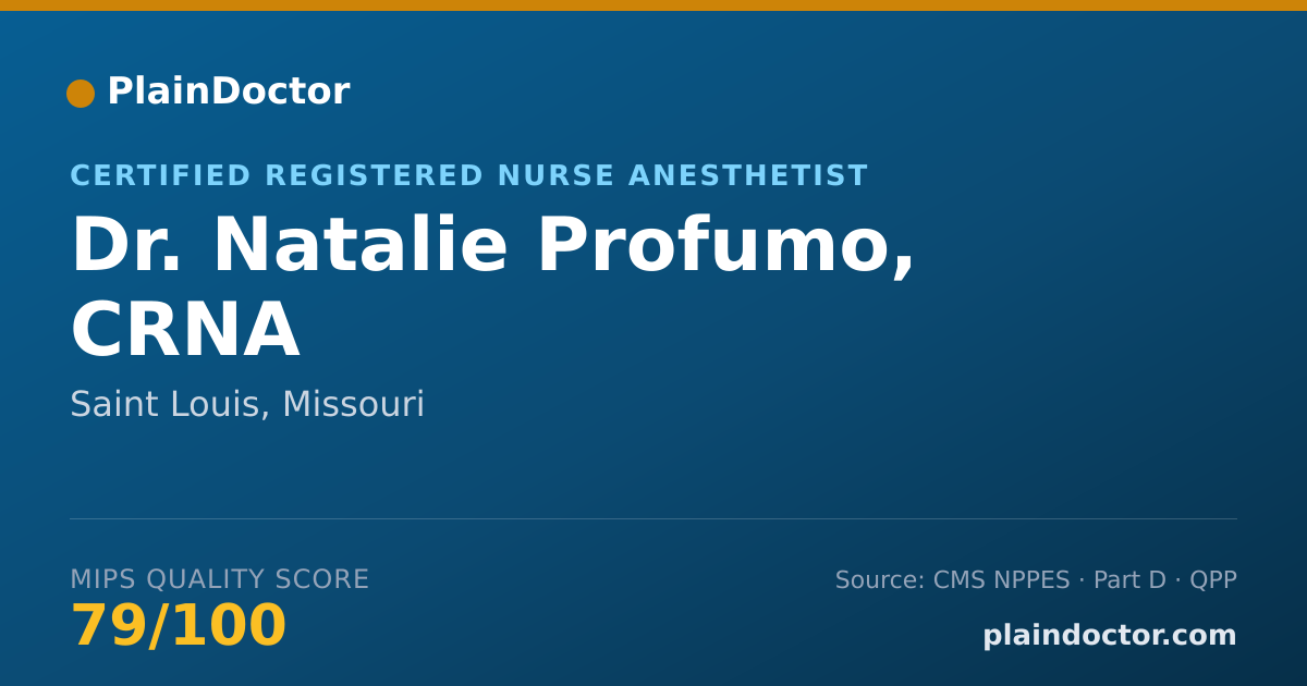 Shareable card for Natalie Profumo, CRNA - Certified Registered Nurse Anesthetist, Saint Louis, MO